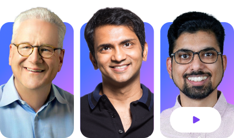 The image shows the thumbnail of Geoffrey Moore (Moderator), Bhavin Turakhia, CEO at Zeta, Sanjiv Somani, Former CEO Chase & Nutmeg speaking at an event.