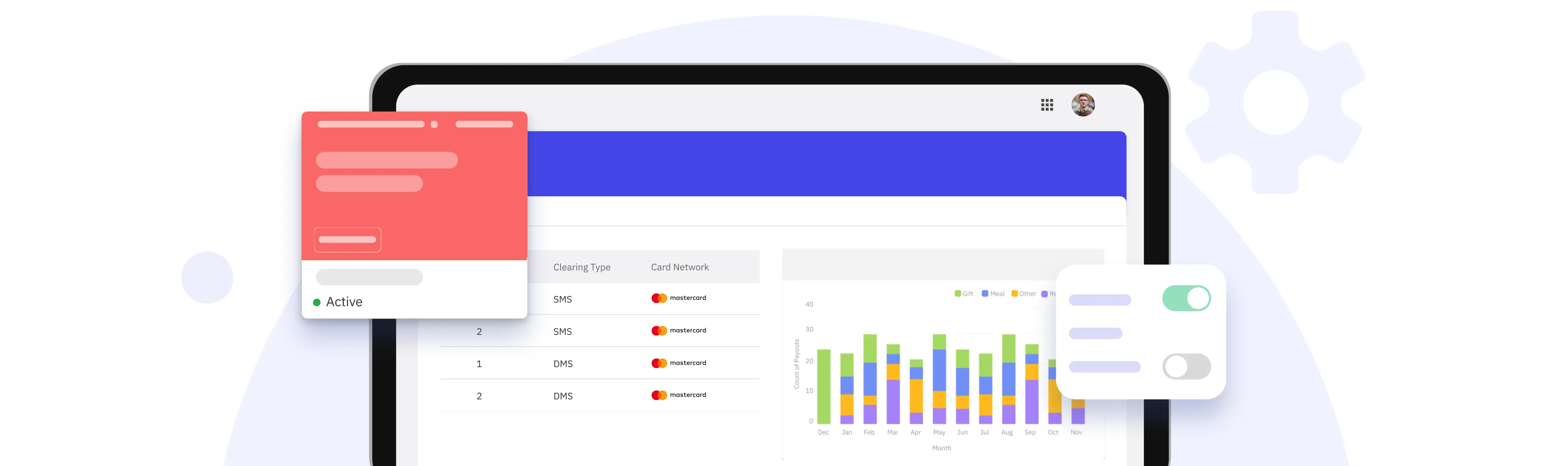 An illustration of a digital screen that displays Zeta fusion credit platform features & benefits.