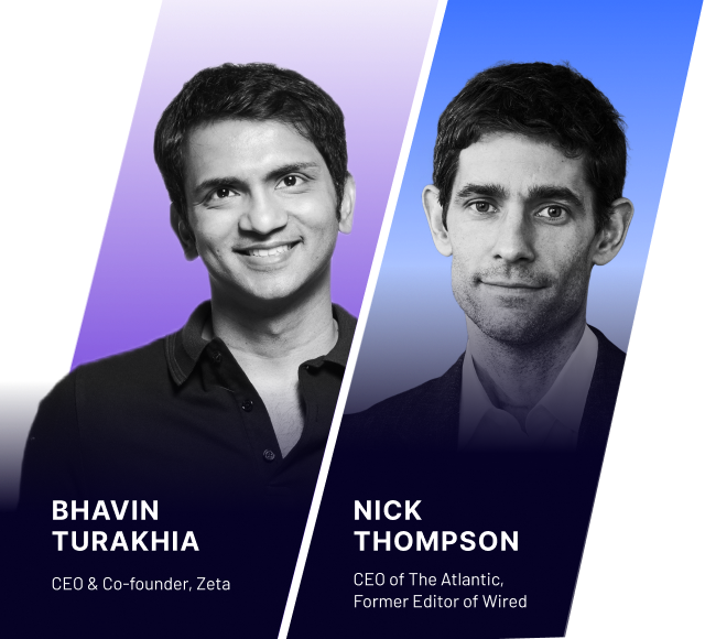 The image shows the profile picture of Bhavin Turakhia, CEO of Zeta who is presenting at the CBA Conference Live 2024 about AI in Banking.