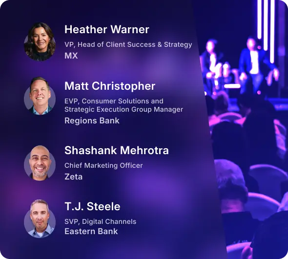 The image shows a panel of banking leaders at CBA Live 2026 discusses how banks can navigate regulatory whiplash, maintain predictability, and drive innovation in a dynamic environment.