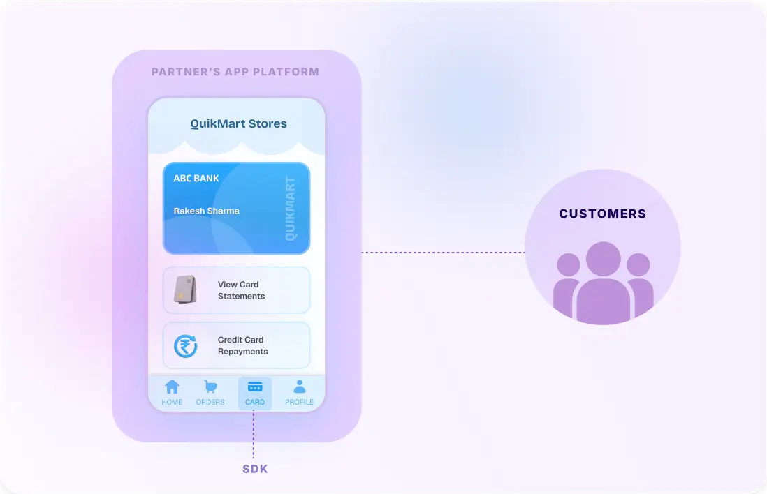 Facilitate card lifecycle management on partner app